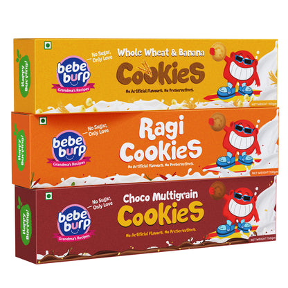 Choco, Wheat & Ragi Cookies Combo (Pack of 3, 150 gm Each)